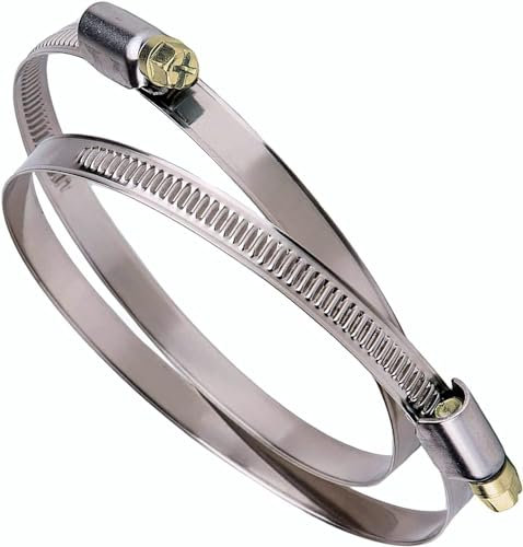 Colliers de serrage Inox - lot de 2 colliers de serrage avec entraînement par vis sans fin, plage de serrage 120-140 mm, largeur de 9 mm pour conduits et gaines de ventilation, VMC et Hotte de 125mm