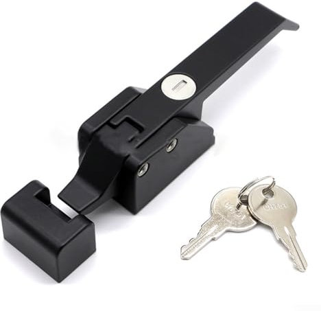 Fridge Freezer Door Handle, Oven Door Knob Zinc Alloy Cold Storage Lock Steamer Cabinet Pull For Residential Commercial(Black & lock core)