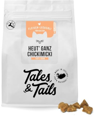Tales&Tails Fleisch Leckerli für Katzen aus 100% Huhn - Heut' ganz Chickimicki - Allergikerfreundlich - 1 Tüte 90g