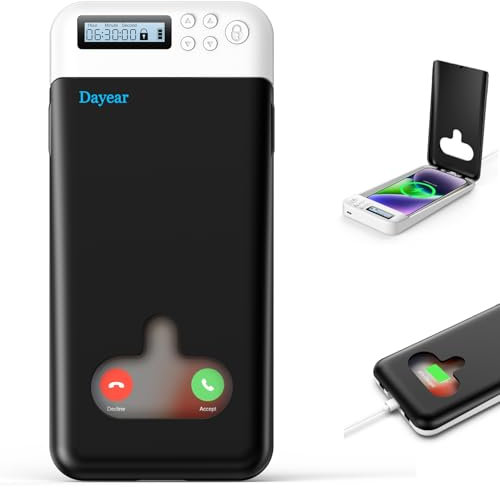 Dayear Phone Lock Box with Timer, Phone Jail, Portable Phone Lock Box, Self-Control Safe Timed Lock Box for iPhone/Android Phone(Max6.7Inch), Help Kids/Adults Prevent Phone Addiction (Black)