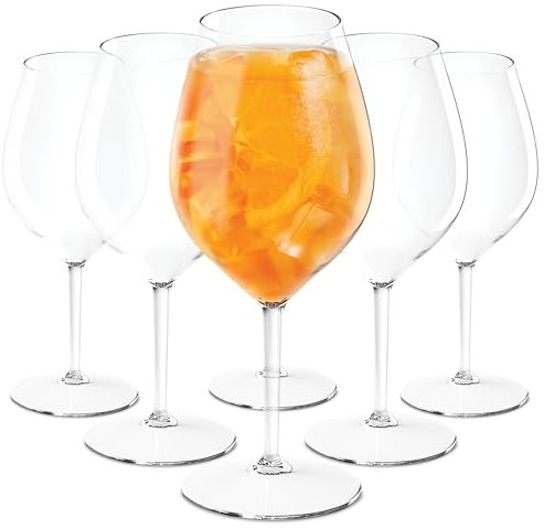 TUNDRA - 6er Set Kunststoff Weingläser, Aperol Spritz Gläser | OPERA 51 cl. | Camping Weingläser aus Tritan (Hartplastik), Unzerbrechlich, Spülmaschinenfest, BPA-Frei - Ideal für: Party, Camping