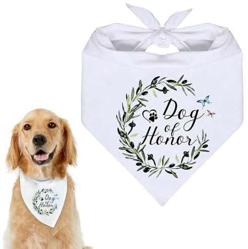 IBXWMNG Hundehalstuch für angehende große Schwestern - Weiße Blumen und Dreiecksform, perfekt für Hochzeiten, Fotos und Ankündigungen, Schicke Accessoires für Haustiere