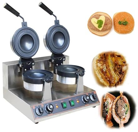Máquina para hacer gofres de hamburguesa,prensa eléctrica antiadherente para panini,máquina para hacer gofres giratoria comercial,calefacción de doble cara,temperatura ajustable de rotación de 180 °,B