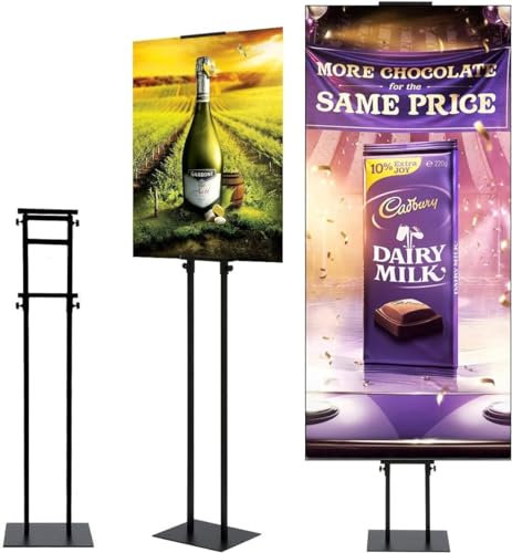 bimiti Poster Stand Double-Sided KT Board Sign Stand Height Adjustable Advertising Display Easel with Stable Pedestal Floor Standing Sign Holder For Wedding Exhibitions Activities