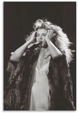 GHJOPAF Stevie Poster Nicks Balck Ande, Weiß, Vintage-Poster, Leinwand, Gemälde, Wandkunst, Bild, Heimdekoration, Druck für Schlafzimmer, Wohnzimmer, 30 x 45 cm, ungerahmter Stil