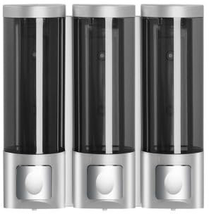 Distributeur de savon mural - Distributeur de savon manuel pour cuisine, salle de bain, WC - Pour gel douche, shampoing, savon (3 x 250 ml)