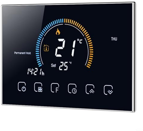 CNANRNANC Termostato intelligente nero per caldaia, termostato programmabile, AC 95-240 V