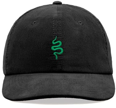 Baseballkappe aus Schlangen-Kord, Vintage, Unisex, verstellbar, Reptilien, Schwarz , Einheitsgröße