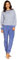 Comtessa Damen Frottee Schlafanzug 242346 Streifen Bündchen Farbe: Blau Baumwolle Gr. 40 M