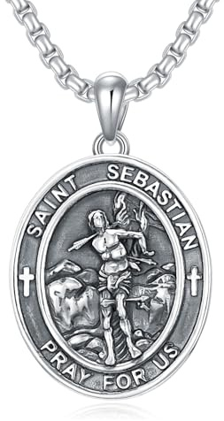Seiyang St Halskette 925 Sterling Silber Saint Medaille Anhänger Patron Amulett Halskette Talisman Schutzschmuck Geschenke für Männer
