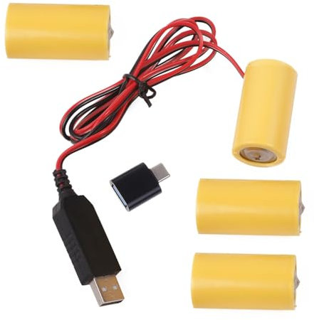CHIZISX Battery Eliminators,LR14 C Battery Eliminators USB-Stromkabel mit Typ-C-Adapter, ersetzt 2 Stück 1,5 V C-Batterie für LED-Lampe