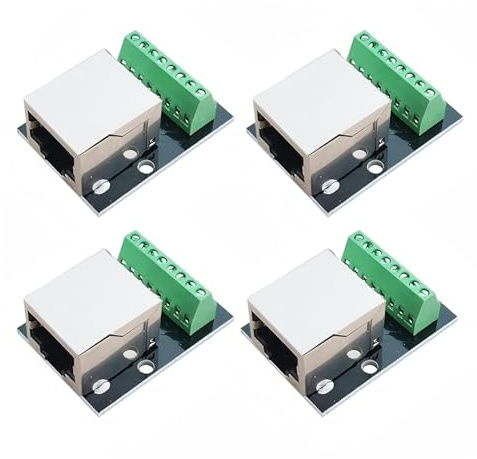 Willwewon 4 Stück RJ45 8Pin Ethernet Single Weiblich Terminal Breakout Board,2.54mm Pitch RJ45 Schraubanschluss, RJ45 Single Steckdosen to 8 Pins Adapter