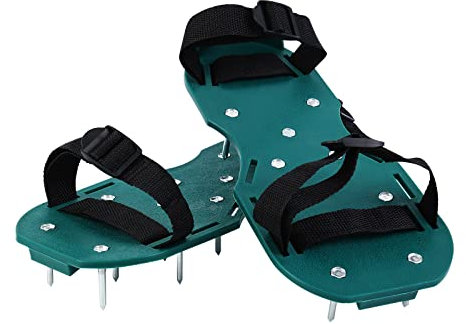 KayEsampra Nagelschuhe Rasenbelüfter Estrichschuhe Sandalen Rasenlüfter Rasen Vertikutierer Lüften für Aerifizierung und Vertikutierung(Grün)