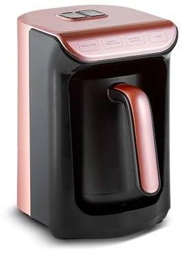 KARACA Hatır Köz Türkische Kaffeemaschine, 300 ml Kapazität, Bereitet 5 Tassen Türkischen Kaffee, Automatische Abschaltung & Temperaturregelung, Authentischer Holzkohle-Geschmack, 535W, Roségold