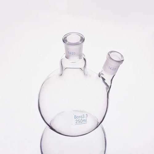 XIAOYANLIU Two-necked flask oblique shape, With two necks standard ground mouth 25mL-50mL-250mL 14/23, Two-necked flat bottom flask(50mL)