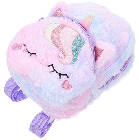 BESPORTBLE Mädchen Schultasche Violett Polyester Plüsch Rucksack | Einschulungsfeier, Große Kapazität, für Outdoor-aktivitäten und Reisen