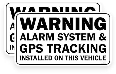 2 PACK - Sticker Gold - 11cm WARNING ALARM SYSTEM GPS TRACKING Self Adhesive Stickers - Sign, Notice, Car, Van, Theft, Decal SG072