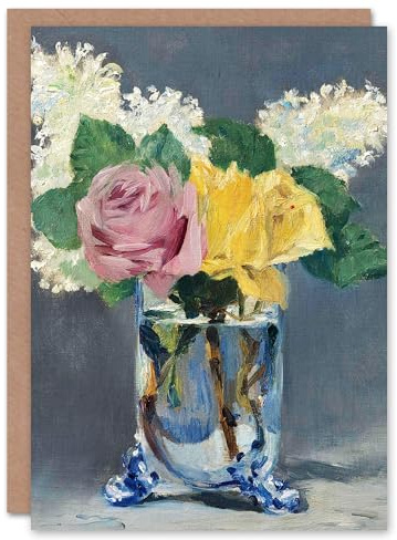 Artery8 Edouard Manet Art Card Lilacs and Roses in Glass Vase