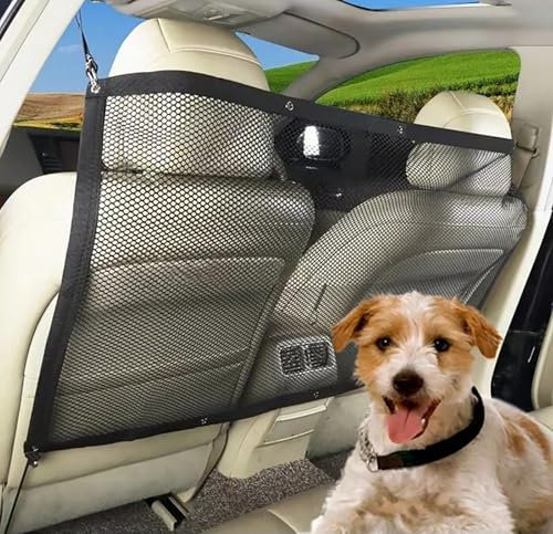 XNBTFK Car Dog Guard, Dog Guard for Car Boot, Universal Pet Divider, Adjustable Barrier with Heavy Duty Mesh, Safety Net with Adjusting Rope and Hooks