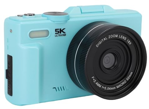 Dpofirs Fotocamera Digitale 5k per Fotografia, Fotocamera Vlogging AutoFocus da 75 MP, Zoom 18x, con Schermo di Lancio da 180 Gradi da 3 Pollici, Videocamere da Viaggio Compatte, per