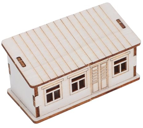 BELLIFFY Kleines Holzhaus Modellbausatz aus Unbehandeltem Holz Selbstgemacht Kleiner Holzblockhütte zum Bemalen Weihnachtsdekoration für Kaminbank und Fensterbrett