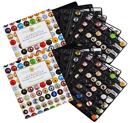 Leuchtturm, 2 Albums Champagne, 2 paquets de 5 feuilles supplémentaires noires, pour 840 capsules