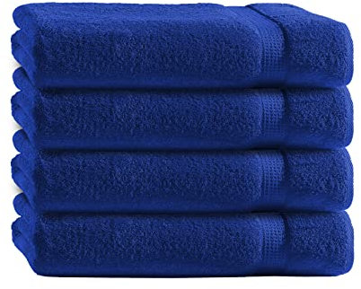 Class Home Collection Frottee Duschtücher 70x140 cm – 4er Set Duschtuch – Besonders weiche & saugfähige Duschtücher aus 100% Baumwolle mit Aufhänger – Royalblau