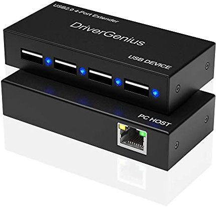 DriverGenius Xtend-NT50+ | 480Mbps USB Ethernet Extender bis zu 50M - 1-Port USB2.0 auf RJ45 (CAT5e/6/7) Kompatibel mit PC/Mac/Linux (Schwarz)