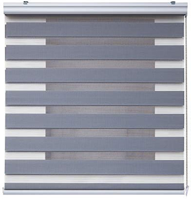 Stores enroleurs Jour Nuit Premium Double Tissu Finitions Haut de Gamme Galerie et chaînette en Aluminium Qualité maximale pour Fenêtres et Portes Store Zébre STORESDECO Argent 200x250 cm