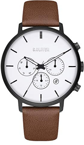 s.Oliver Time Herren Analog Quarz Uhr mit Kunstleder Armband SO-4167-LM