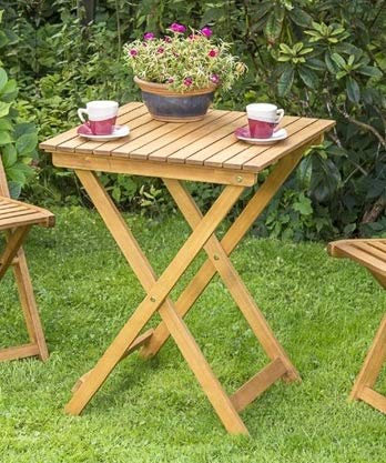 Beauty.Scouts Klapptisch Fagus Akazienholz braun geölt 60x60x74cm Beistelltisch Gartentisch Tisch Garten Holz Klappbar langlebig modern Gartenmöbel Möbel