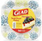 Glad Piatti di carta usa e getta quadrati con design a ortensia blu, a prova di ammollo, a prova di taglio, resistenti e usa e getta per microonde | 17,5 cm, 50 pezzi