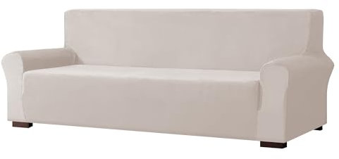 EBETA E Samt-Optisch 3 Sitzer Sofabezug Spandex Couchbezug Sesselbezug, Elastischer Antirutsch Sofahusse für Wohnzimmer Hund Haustier Möbelschutz (Khaki)