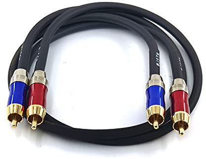 WJSTN-020 RCA to RCA Audio Cable, 1RCA Male to 1RCA Male Stereo Audio Cable Converter, Digital Stereo Audio Cable for subwoofer, Home Theater, high-Fidelity Audio-Double Shielding-2 Pack (2FT)