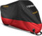 Favoto Funda para Moto Cubierta de Moto 210D Impermeable Protectora con Banda Reflectante a Prueba de Sol Lluvia Polvo Viento Nieve Excremento de Pájaro al Aire Libre, 265x105x125cm Negro+Rojo