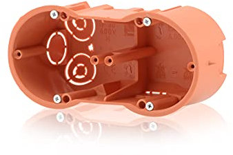 Unterputzdose 2fach tiefe Verbindungsdose Doppel Schalterdose Fräsloch Ø 68mm, Höhe 60mm, Orange IP30 650°C für die Geräte Montage, Ohne Schrauben