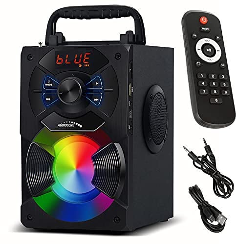 Audiocore AC730 Altoparlante Bluetooth Portatile Speaker 11 watt (5W + 3W x2) schede TF SD AUX Retroilluminazione Telecomando Portamicrofono Carica USB