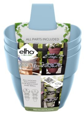 elho Vibia Campana Vertical Forest 21 - Vertical Gardening Flower Pot - Planter for Balcony & Walls - Ø 20.7 x H 29.7 cm - Blue/Vintage Blue