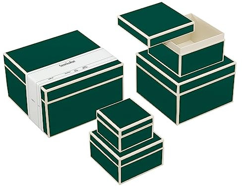 Semikolon 364121 5er Aufbewahrungsboxen - Set 5 tlg - diverse Größen - Geschenkboxen - forest grün
