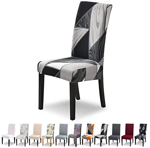 Lydevo Stuhlhussen 6er Set Stretch Moderne Stuhlhussen für Esszimmerstühle Stuhlhussen für Schwingstühle Universal Waschbarer Abnehmbarer Stuhlbezug für Esszimmer Hotel Bankett Küche,Schwarze