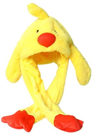 Lustige Tiermütze Plüsch Hähnchen Mütze mit Beweglichen Ohren, Drücken der Tiermütze Machen die Ohren Bewegen Spielzeug Geburtstags Weihnachts Geschenk Cosplay Wintermütze Hut für Erwachsene Kinder