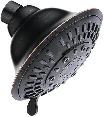 BRIGHT SHOWERS Shower Head High Pressure Rain Shower Head 5 Spray Settings Fixed Shower Head Angle Adjustable Bathroom Shower Head, Oil Rubbed Bronze