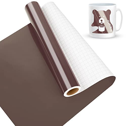 Lya Vinyl Braun Vinylfolie Plotter, Selbstklebend Plotterfolie für Cricut – 30,5 x 457,5 cm, Schwarz Plotterfolie, Selbstklebende Folie für Cricut, Silhouette Cameo 4
