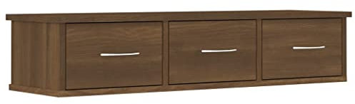 vidaXL Engineered Wood Wall Cabinet - Brown Oak TV Unit With Drawers, Compact, Durable, Fits in Living Room or Lounge