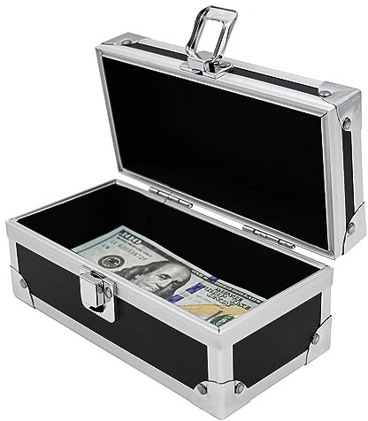 Lockable Cash Box, Aluminium Alloy Money Box for Cash, Money Holder, Cash Organizer, Single Row Currency Tray, Money Storage Box, Money Organizer for Cash