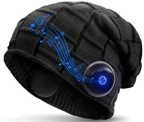 seenlast Bluetooth Mütze, Originelle Geschenke für Männer Frauen Bluetooth 5.1 Beanie Hut Kopfhörer Musik Mütze mit Lautsprecher, Waschbar Strickmütze Weihnachten Geschenke für Outdoor Sport