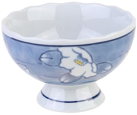 BESTonZON Bol De Style Céramique Sous-glazé Avec Support Coupe à Salade Décorative Parfait Pour Desserts Et Fruits Bleu