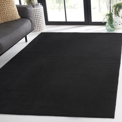 Safavieh Boho Teppich für Rug Wohnzimmer, Esszimmer, Schlafzimmer - Maschinenwaschbar und rutschfest - Loft Collection, Kurzer Flor, in Schwarz, 91 X 152 cm