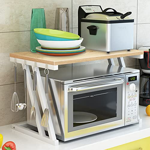 Estante para microondas, Horno de 2 Capas Estante para microondas Estante de Metal para Especias Organizador de estantes de Cocina multifunción, 57 * 38 * 38cm Z-Color Nogal
