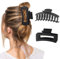 Pinzas Grandes Para el Pelo, Clips de garra de plástico para el cabello, 2 Piezas Pinzas Antideslizantes para el Cabello, Horquilla gruesa para el pelo para Cabello Grueso y Fino (Negro)